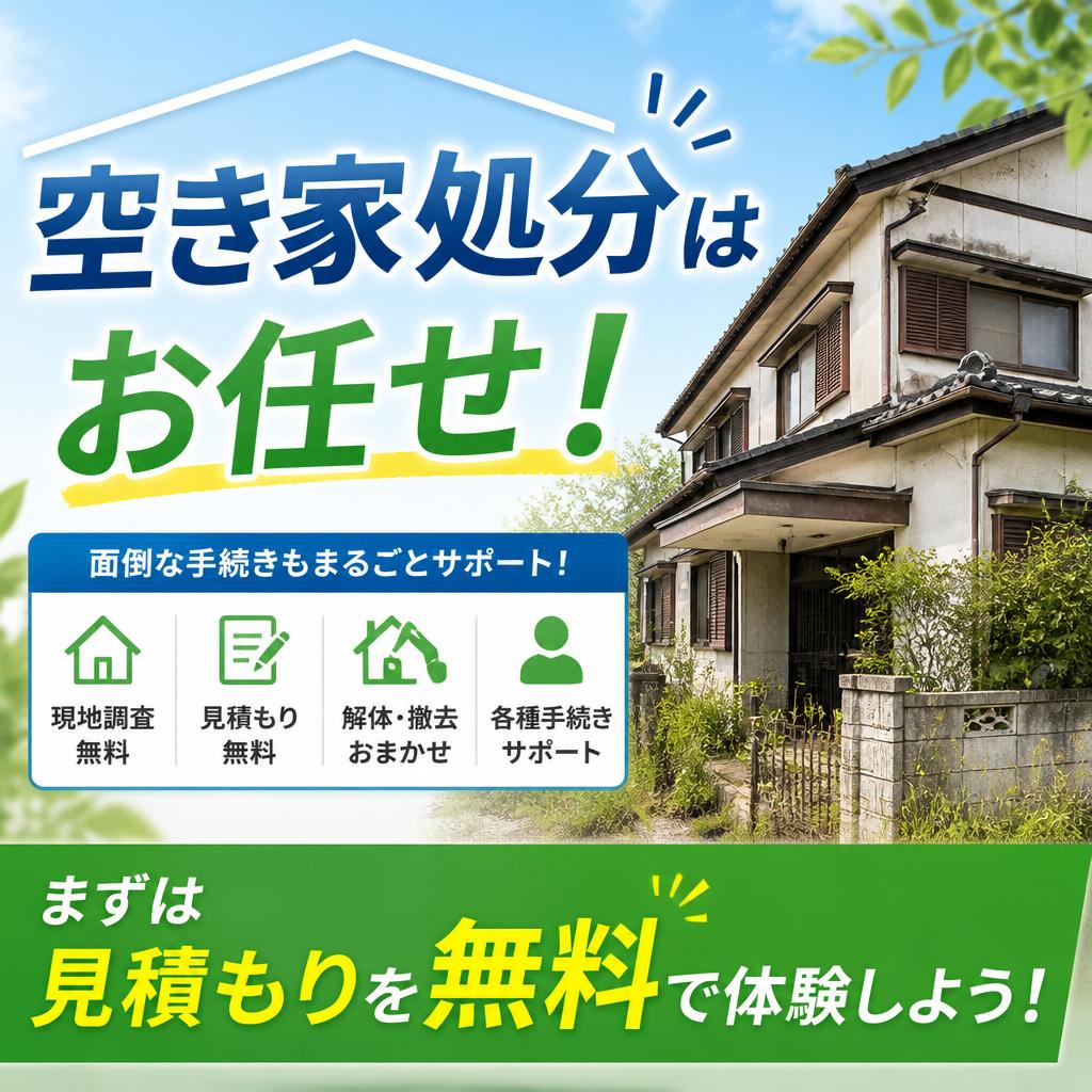 空き家処分はお任せ！まずは見積もりを無料で体験しよう！