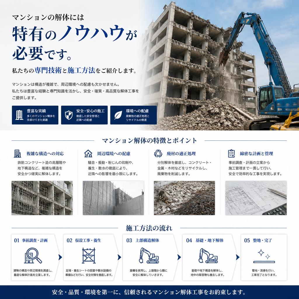 マンション解体サービスの特長