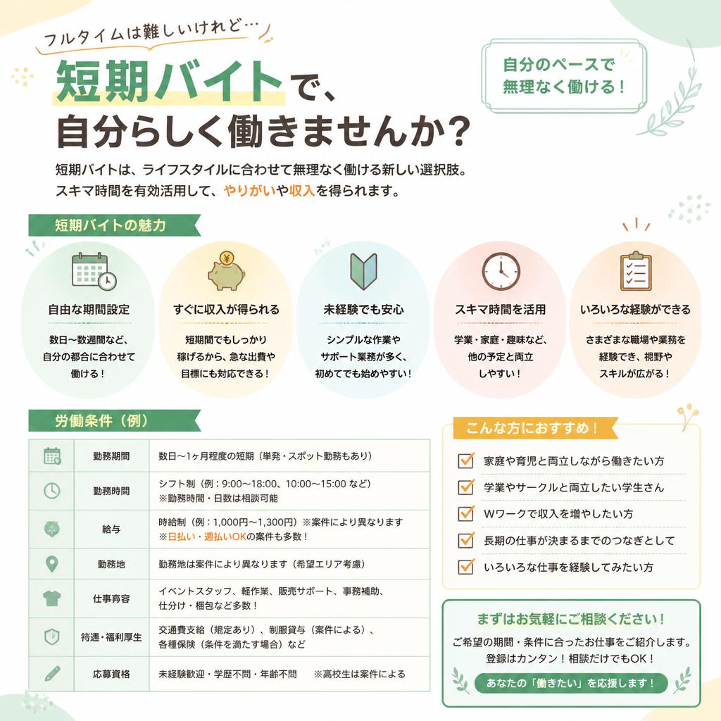 短期バイトの魅力と条件